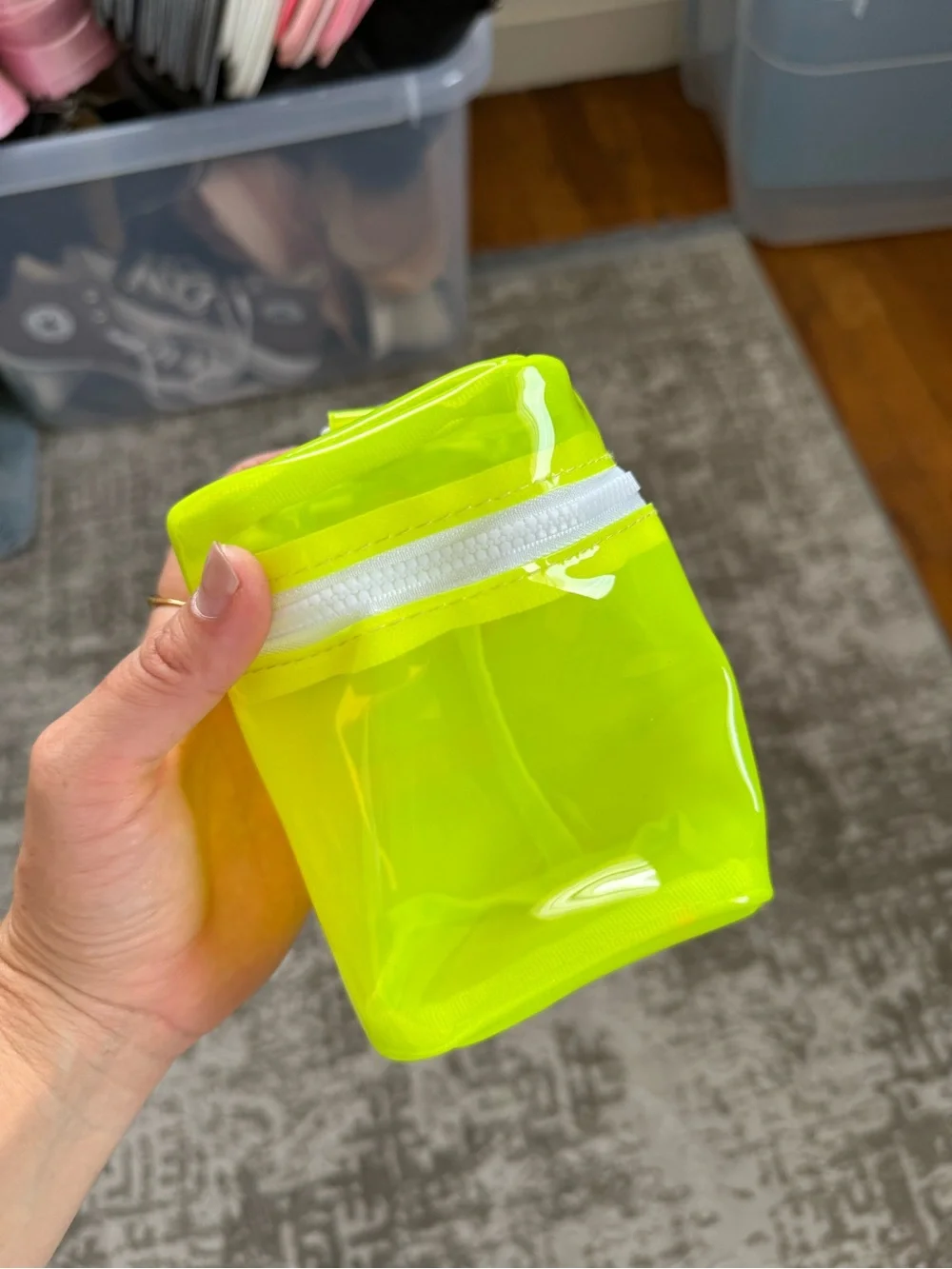 Drunk Elephant Neon Green Mini Zipper Bag